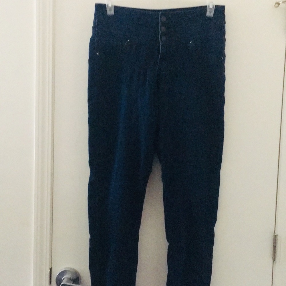 Dark denim high waisted skinny jeans